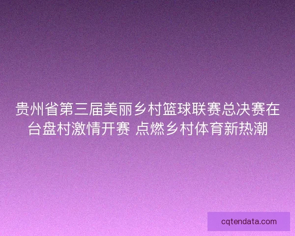 贵州省第三届美丽乡村篮球联赛总决赛在台盘村激情开赛 点燃乡村体育新热潮