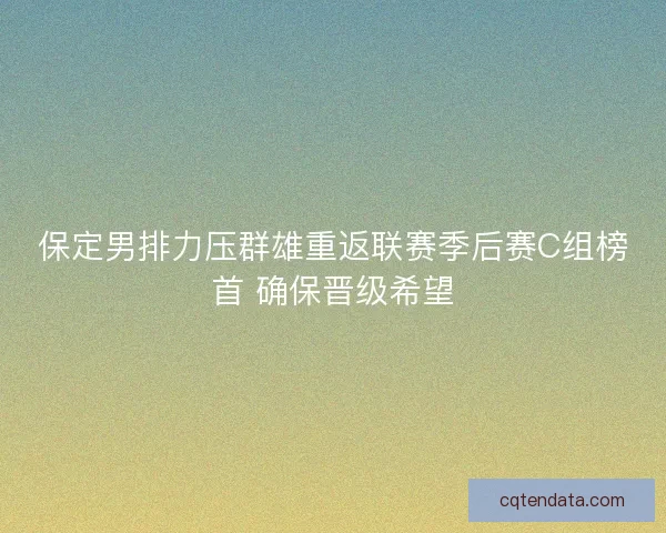 保定男排力压群雄重返联赛季后赛C组榜首 确保晋级希望