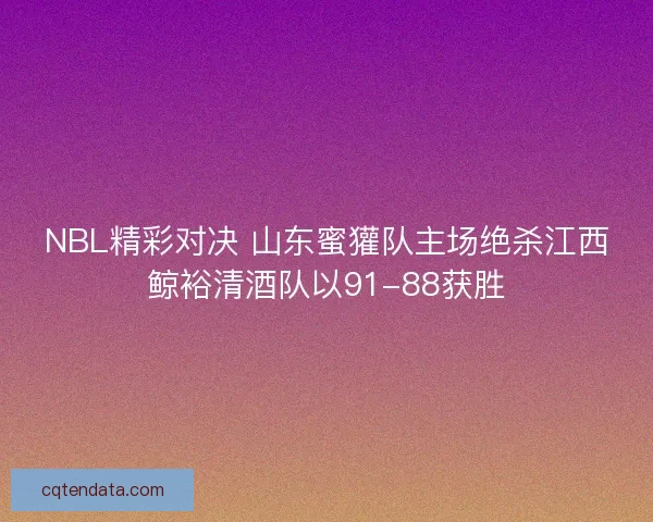 NBL精彩对决 山东蜜獾队主场绝杀江西鲸裕清酒队以91-88获胜